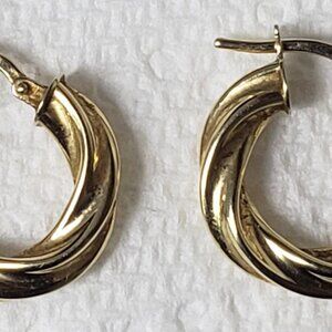VINTAGE 14K ITALY GOLD TWISTED HOOP EARRINGS 20MM EXCELLENT